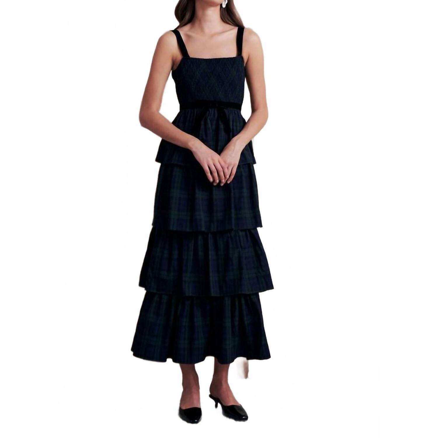 New Saylor Noel Holiday Plaid Midi Dress In Green